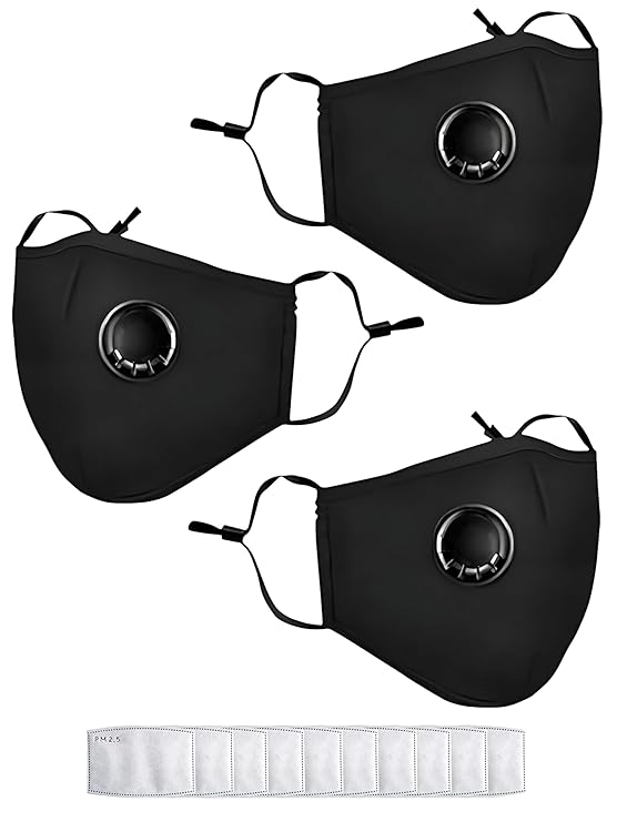 Yugan N99 Anti Pollution Reusable and Washable Face Masks with Replaceable N99 Filters, Unisex, With Valve